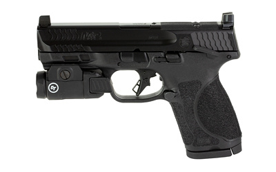 M&P 2.0, Striker Fired, Semi-automatic, Polymer Frame Pistol, Compact, 9MM, 4" Barrel, Armornite Finish, Black, Optic Height Sights, Optics Ready, Thumb Safety, Flat Face Trigger with Integrated Trigger Safety, 15 Rounds, 2 Magazines, Crimson Trace Rail