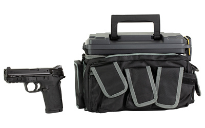 M&P 380 SHIELD EZ M2.0, Internal Hammer Fired, Semi-automatic Pistol, Polymer Frame Pistol, Micro-Compact, 380ACP, 3.675" Barrel, Armornite Finish, Black, 3-Dot Sights, Manual Thumb Safety, 8 Rounds, 2 Magazines, Plano X2 Range Bag 13939
