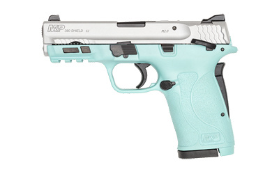 M&P 380 SHIELD EZ M2.0, Internal Hammer Fired, Semi-automatic Pistol, Polymer Frame Pistol, Micro-Compact, 380ACP, 3.675" Barrel, Cerakote Finish, Silver Slide, Robins Egg Blue Frame, 3-Dot Sights, Manual Thumb Safety, 8 Rounds, 2 Magazines 14020