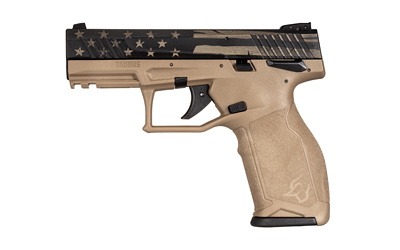 TX22, Striker Fired, Semi-automatic, Polymer Frame Pistol, Full Size, 22 LR, 4.1" Threaded Barrel, Flat Dark Earth Frame, Cerakote Finish, US Flag Distressed on Slide, Adjustable Sights, Manual Thumb Safety, 10 Rounds, 2 Magazines 1-TX22141-10USD