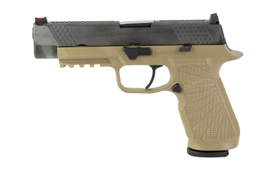 WHISTLE TIP, Semi-automatic, Striker Fired, Full Size, 9MM, 4.7", Black, Tan, 17Rd, 2 Magazines, Custom Gun Armor, Fiber Optic Front Sight, Polymer, DLC SIG-WCP320F-9TATC