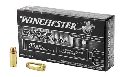 Super Suppressed, 45 ACP, 230 Grain, Full Metal Jacket, 20 Round Box SUP45
