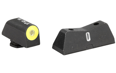 DXT2 Big Dot Tritium Front, White Stripe Express Rear, Fits Glock 42/43, Green with Yellow Outline GL-0011S-5Y