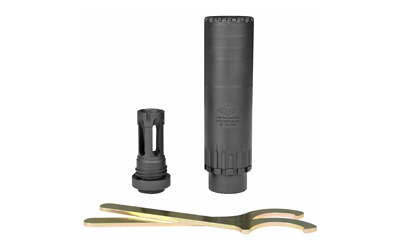 Resonator K Suppressor, 30 Caliber, Rifle Suppressor, 5.56" Long, 1.5625" Diameter, Black Finish, Includes QD Mount/Flash Hider (YHM-4302-36), 1/2"-36 YHM-2150-36