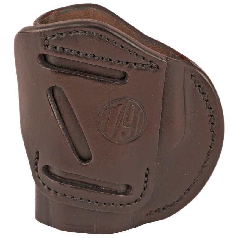 4 Way Holster, Leather Belt Holster, Right Hand, Signature Brown, Fits Glock 26 27 33 & S&W MP9/Shield, Size 3 4WH-3-SBR-R