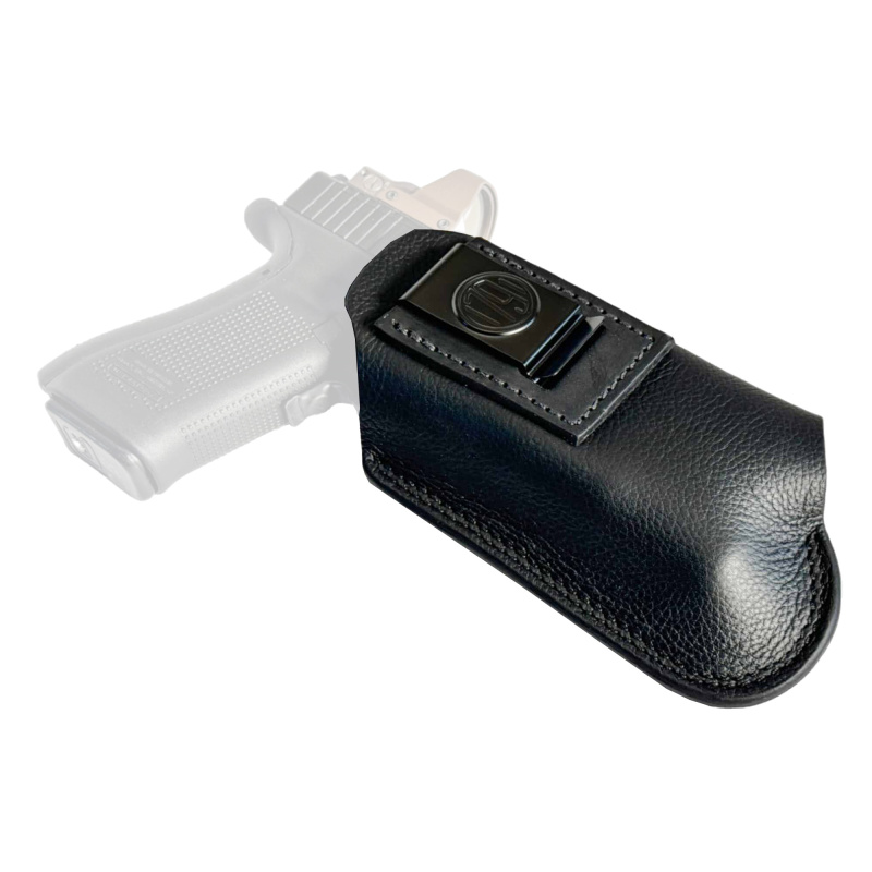 Optic Ready Light Bearing Smooth Concealment Holster, Size 4L, IWB Holster, Fits Glock 19 with Light , Leather, Black OR-LB-SCH-4L-NSB-R