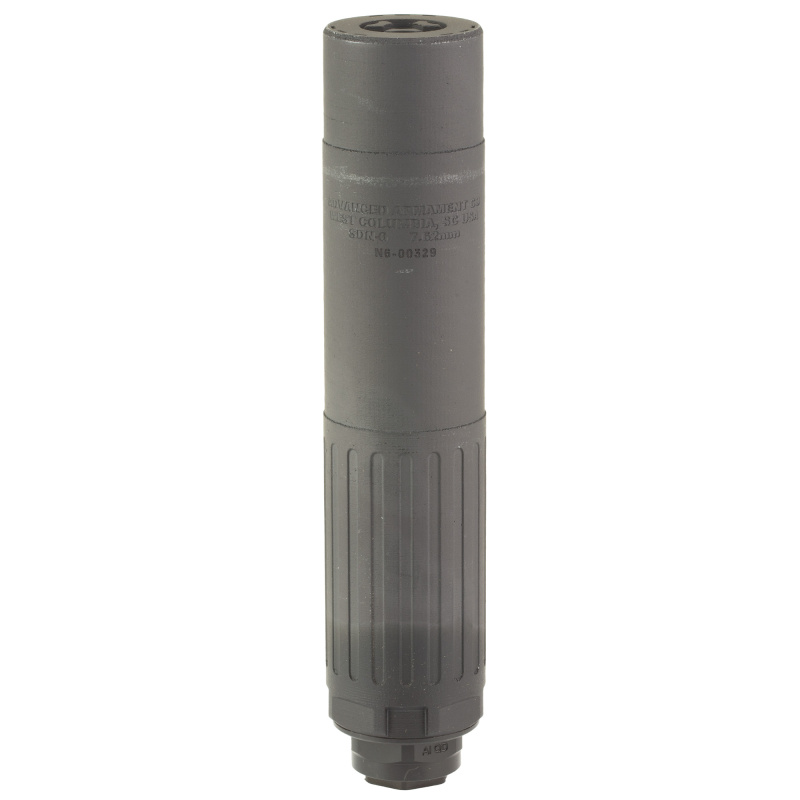762-SDN-6, Suppressor, 7.62 NATO, 7.05" Length, 1.63" Diameter, Inconel Construction, HUB Compatible, Black, Includes AAC Blackout 1X16LH Flash Hider SR-103205