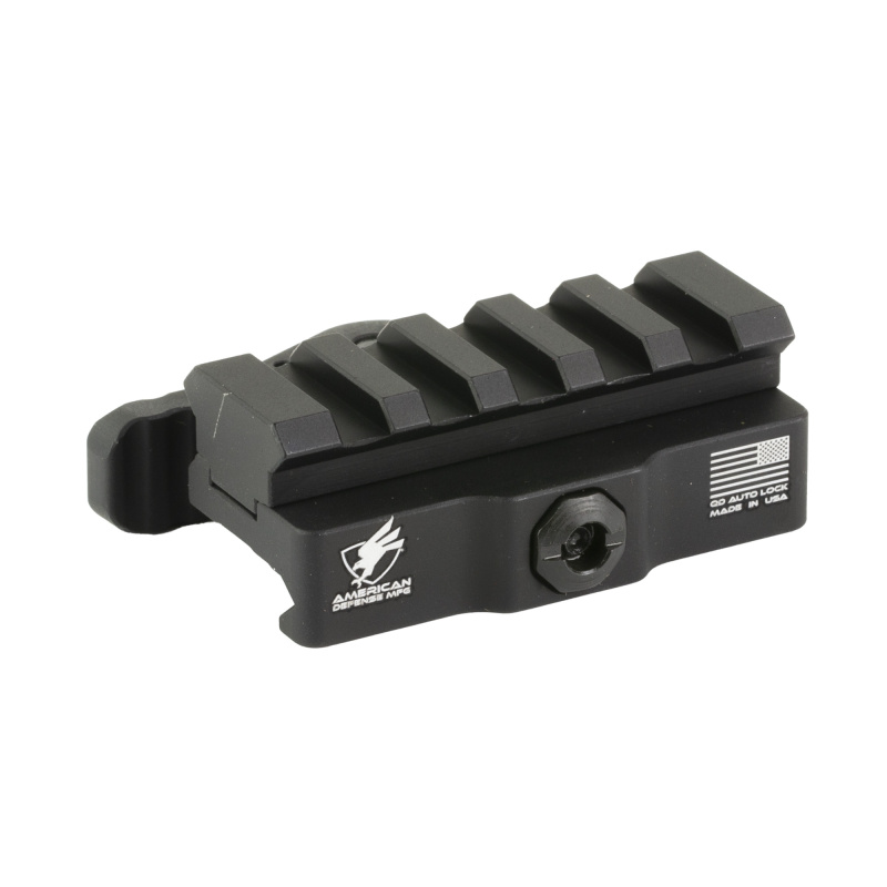 Picatinny Riser, Quick Detach Mount, Fits Picatinny, 5 Slots, Anodized Finish, Black AD-170-VPG-5LUG-STD