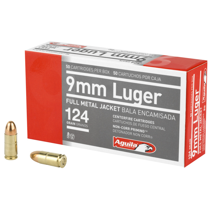 Aguila 9mm 124 Grain Full Metal Jacket Box of 50 Rounds