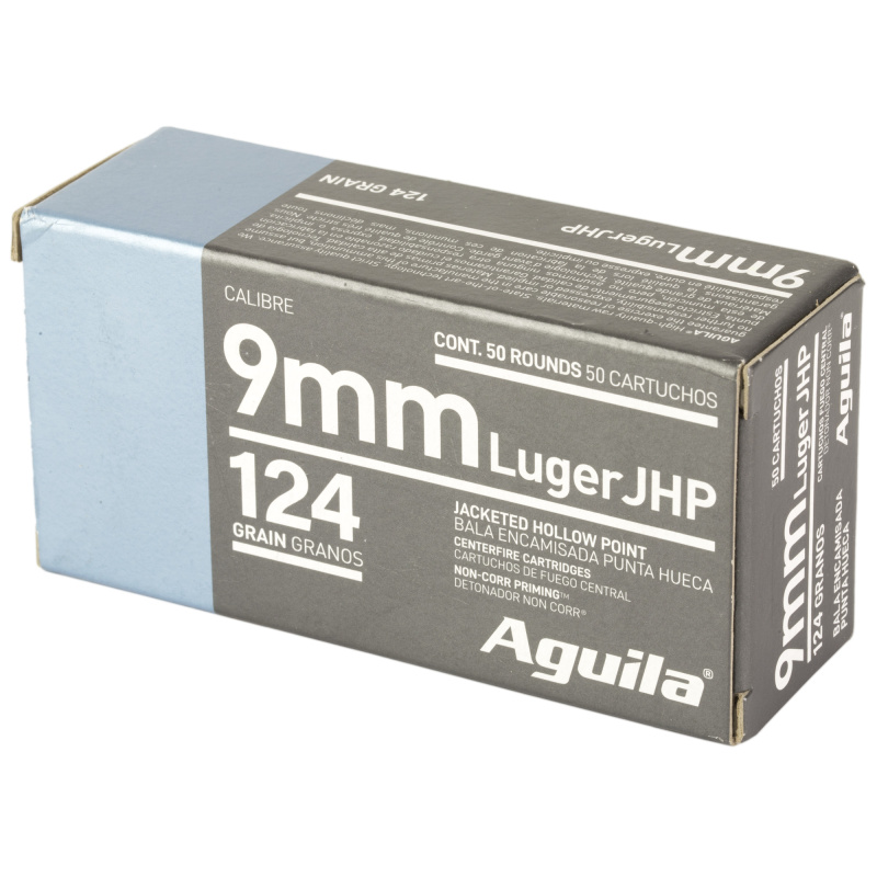 Pistol, 9MM, 124Gr, Jacketed Hollow Point, 50 Round Box 1E092125