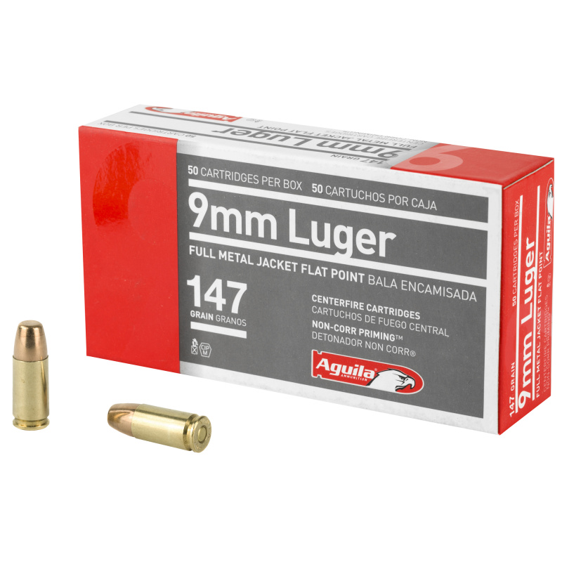 9MM, 147 Grain, Full Metal Jacket Flat Point, 50 Round Box 1E097719