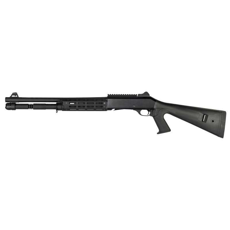 MAC 4 Tradesman Shotgun, Semi-automatic Shotgun, 12 Gauge, 3" Chamber, 18.5" Barrel, Anodized Finish, Black, Pistol Grip Polymer Stock, Agency Arms M-LOK Handguard, Ghost Ring Sight, Includes 3 Chokes - F, M, IC, 5 Rounds 10049