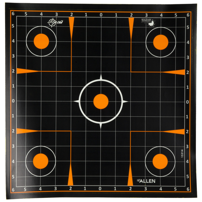 EZ AIM Adhesive, Sight-In Grid, 12" Square, 10 Pack, Black/Orange 1531410