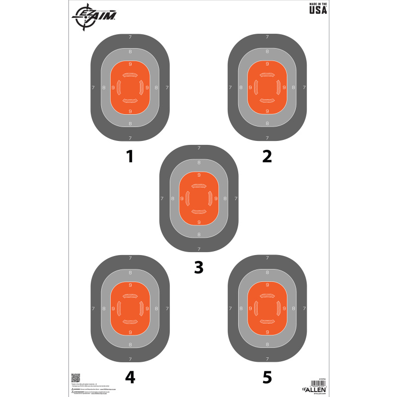 EZ AIM 5-Spot, Paper Targets, 23x35", 50 Pack, Orange and Gray 15754
