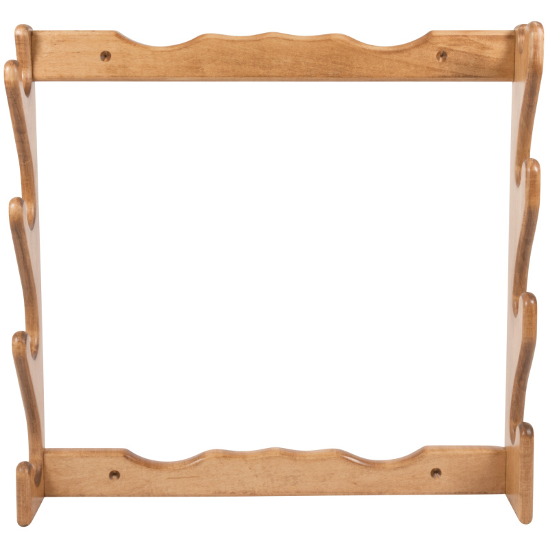Four Gun Wooden Wall Rack, Solid Wood Construction, 24.5"X24.5"x4.25", Natural Finish 18550
