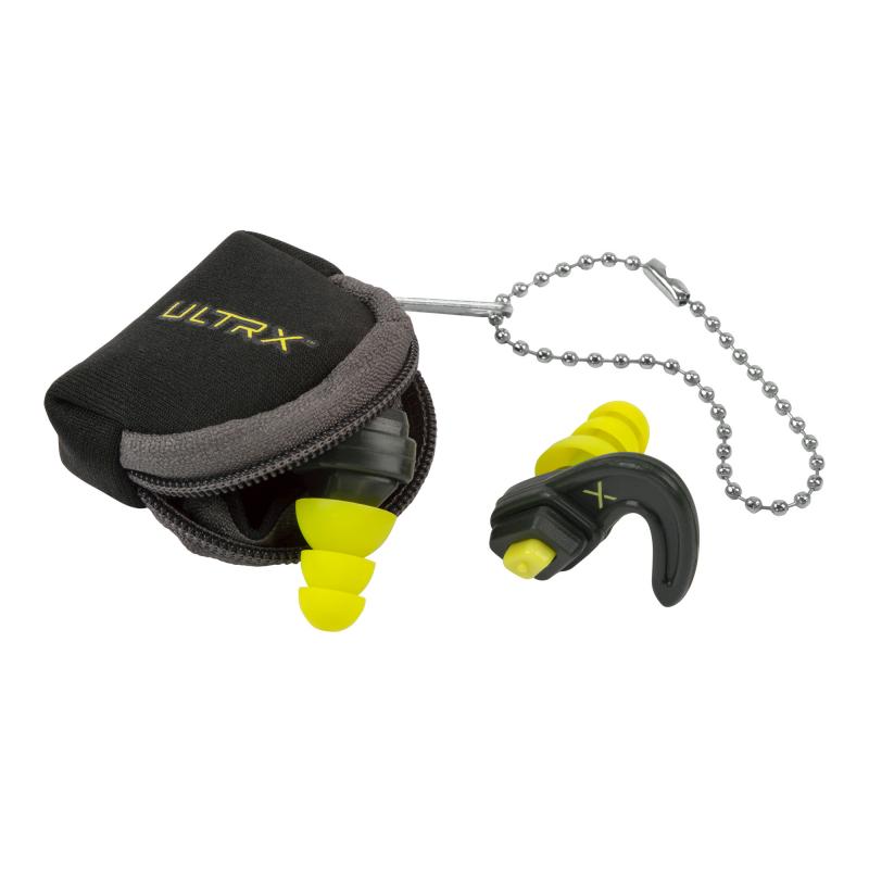 ULTRX Adjustable Ear Plugs, Gray/Neon Yello, Includes Carrying Pouch 4103