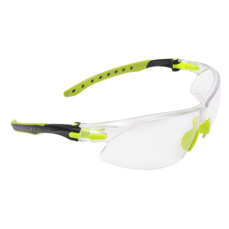 ULTRX Safety Glasses, Keen, Compact, Anti-fog/Anti-scratch, Black/Lime Green Frame, Clear Lens 4140