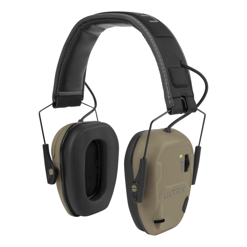 ULTRX Bionic E-Muff, Electronic Earmuff, NRR 22dB, Rubberized Protective Coating, Flat Dark Earth 4145