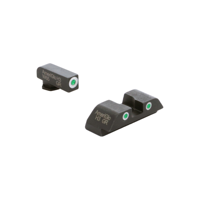 Classic Sight Set, 3-Dot, Night Sight, For Glock Gen 5 9/40, Green Front with White Outline, Green with White Outline Rear, Matte Finish, Black GL-5113