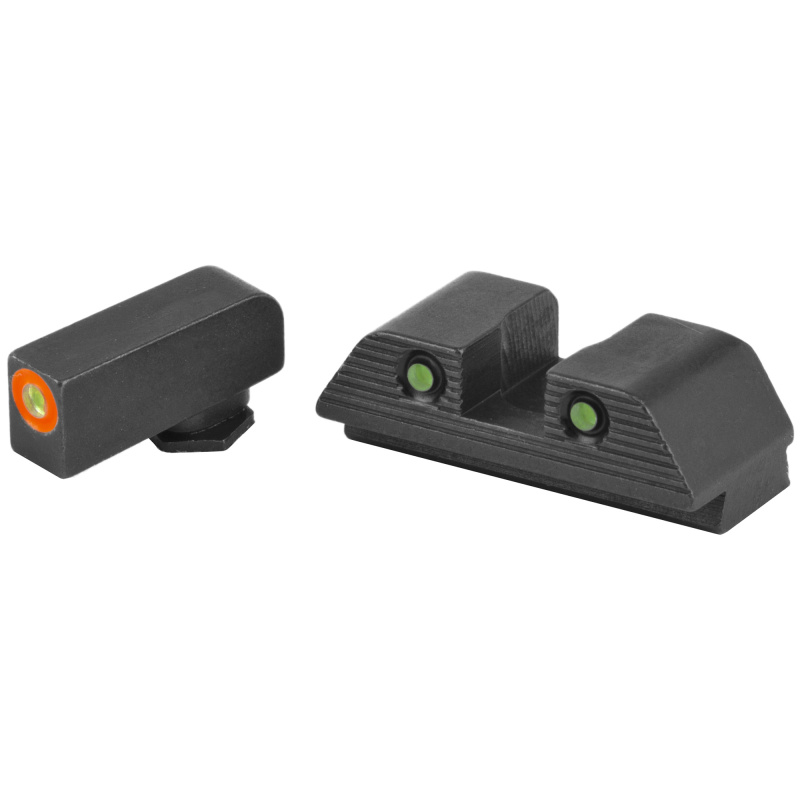 Trooper, Sight, Fits Glock Gen5 17,19, Green Tritium with Orange Outline Front, Green Tritium Black Serrated Rear GL-818