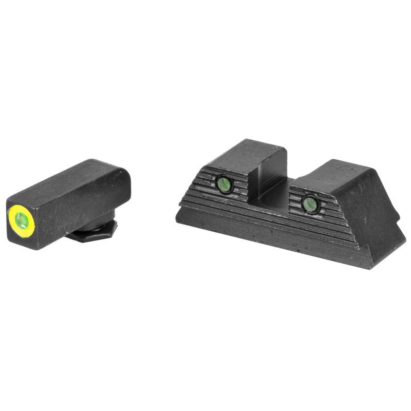 Trooper, Sight, Fits Glock 20,21,29,30,31,32,36,40,41, Green Tritium LumiLime Outline Front, Green Tritium Black Serrated Rear, Front/Rear GL-820