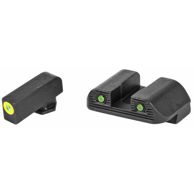 Trooper, Sight, Fits Glock 42,43,43X, Green Tritium LumiLime Outline Front, Green Tritium Black Serrated Rear, Front/Rear GL-822