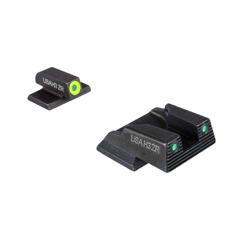 Trooper Sight Set, Fits S&W Bodyguard 2.0, LumiGreen with Tritium Front, Tritium Serrated Rear with  Black Outline SWBG-822