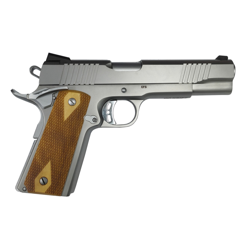 Rock Series, 1911, Semi-automatic, Metal Frame Pistol, Full Size, 10MM, 5" Barrel, Stainless Steel Finish, Silver, Wood Grips, Fixed Sights, 8 Rounds, 1 Magazine 56865