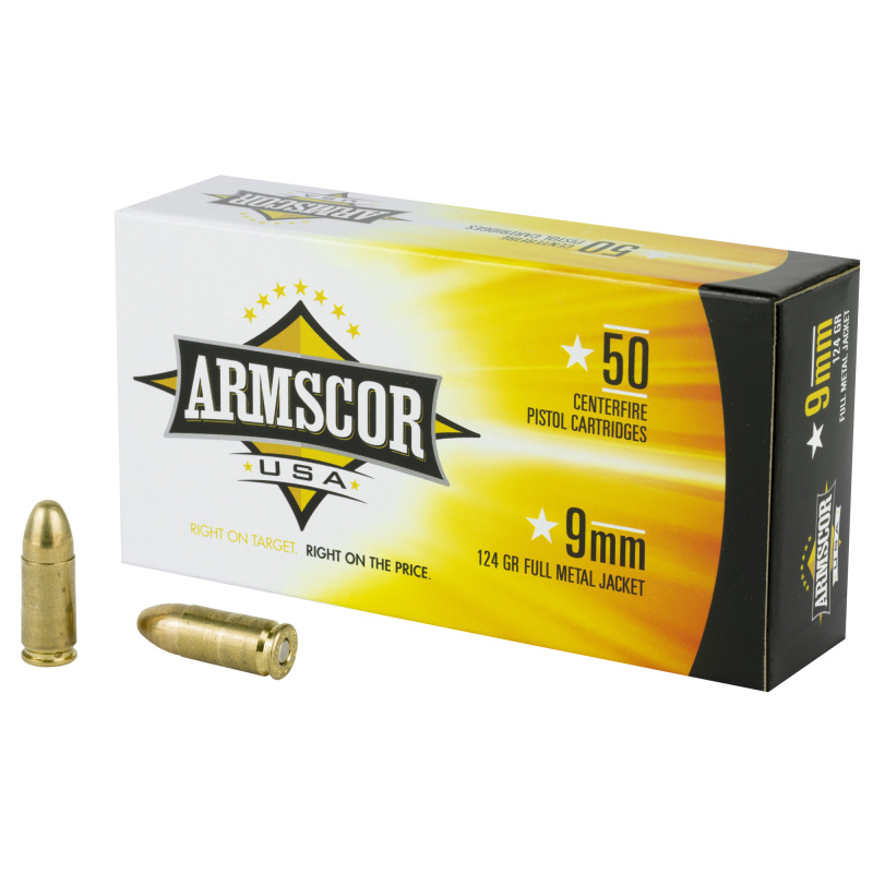 Armscor Handgun Ammunition 9mm 124 Grain Full Metal Jacket