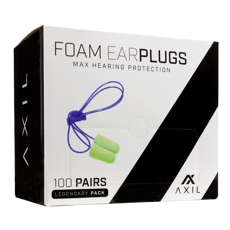 Foam Ear Plugs, Green, 100 Pair with Lanyard FP-100GP