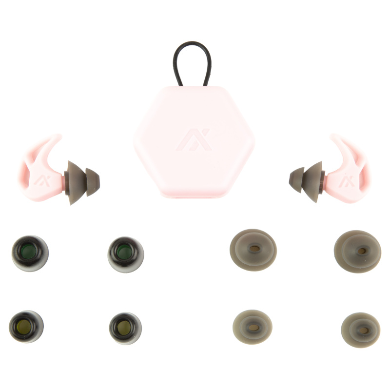 X20, Earplugs, Soft Pink, Includes (3) Silicon Tips, (2) Foam Tips and Pocket Carry Case X20-PINK