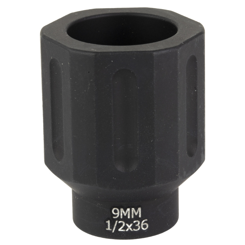 HEX FLASHCAN, Blast Diverter, 9MM, Anodized Finish Black, 1/2X36 Threaded BAD-FLASHCAN-6-1-2x36