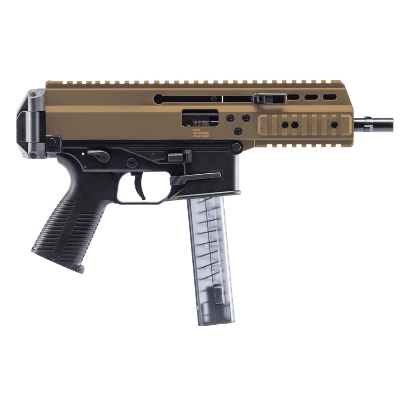 APC9 PRO, Semi-automatic Pistol, 9MM, 6.8" Barrel, Anodized Finish, Coyote Tan, 30 Rounds, Ambidextrous Safety, Front/Rear Flip Sights, Glock Magazine Compatible BT-36039-G-CT