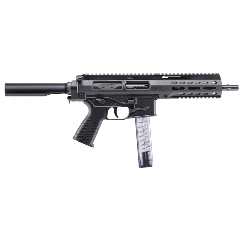 SPC9, Semi-automatic Pistol, 9MM, 9" Barrel, Polymer Receiver, Anodized Finish, Black, Ambidextrous Controls/Safety, Front/Rear Flip Sights, 30 Rounds, 1 Magazine BT-500003-AB