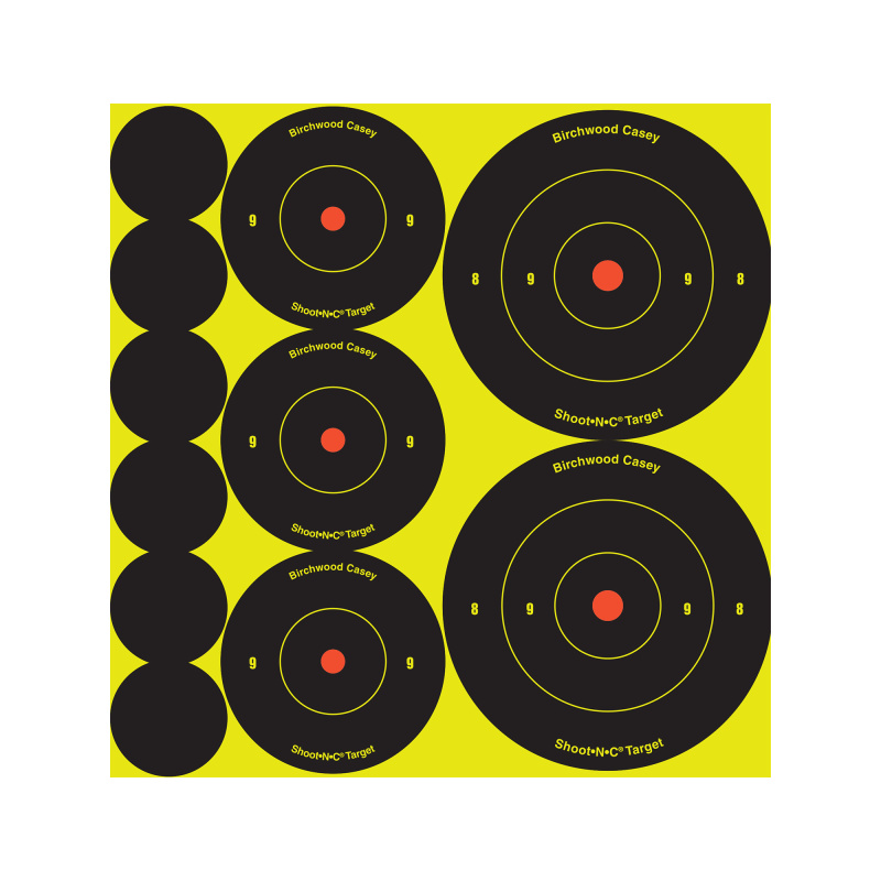 Shoot-N-C Bullseye Packs 60-1 Inch, 30-2 Inch, 20-3 Inch 12 Sheets Per Pack