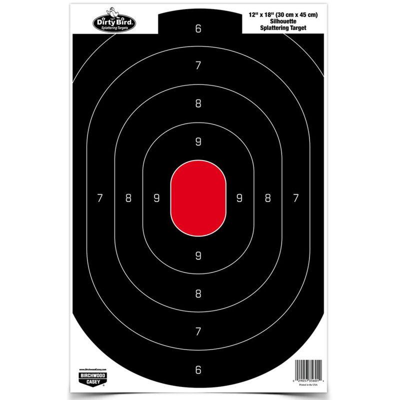 Dirty Bird Paper Silhouette Target Black/Red 12x18 Inch 8 Per Package