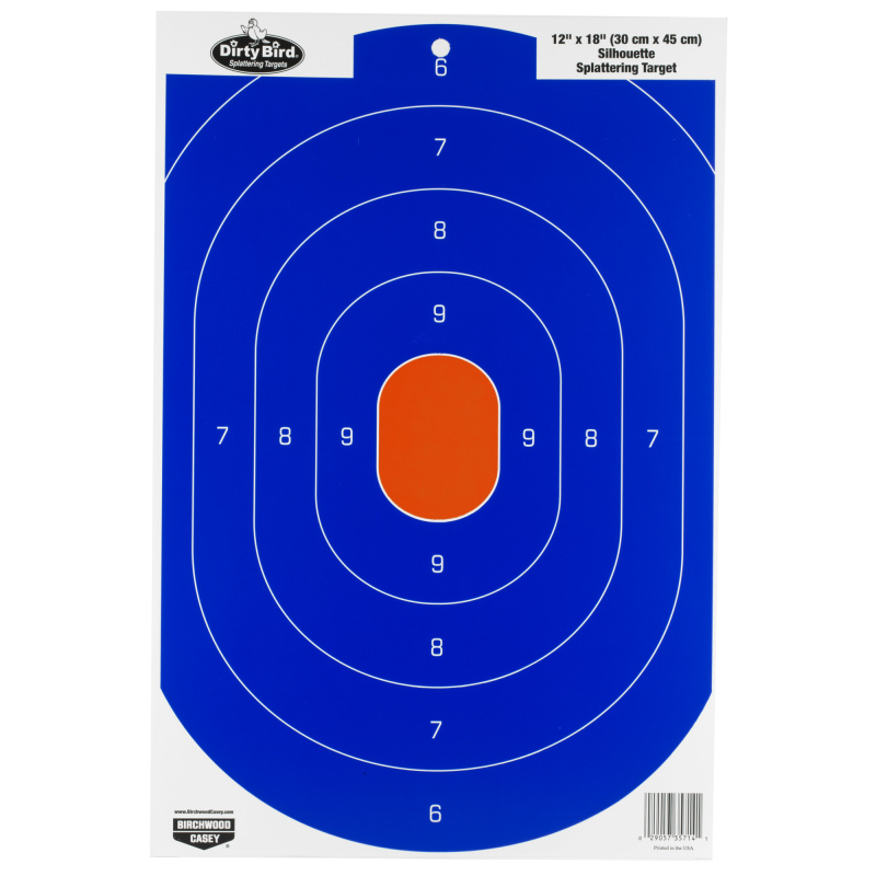 Dirty Bird Paper Silhouette Target Blue/Orange 12x18 Inch 8 Per Package