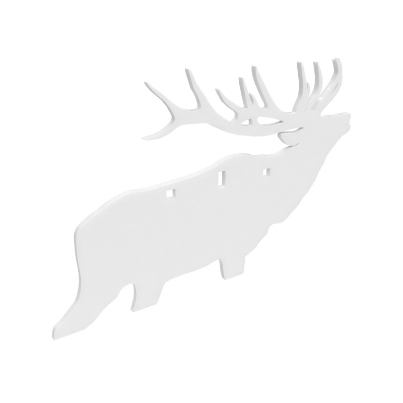 AR500 Gong, Elk Silhouette Target, 3/8", 3-Hole, White BC-47700