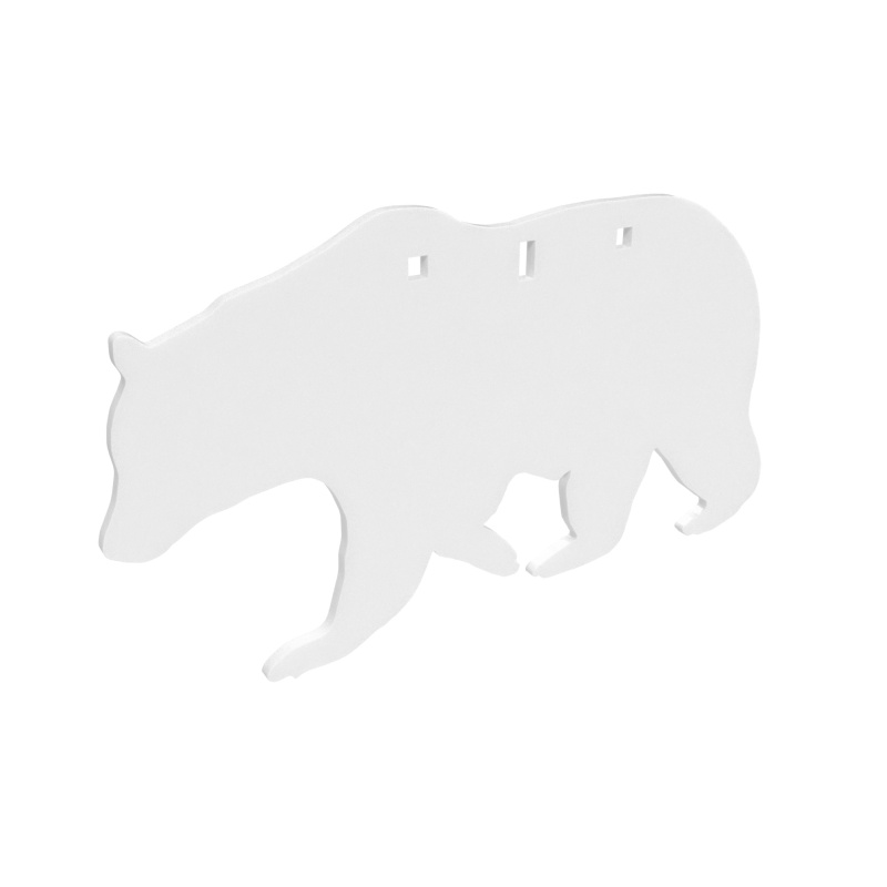 AR500 Gong, Bear Silhouette Target, 3/8", 3-Hole, White BC-47703