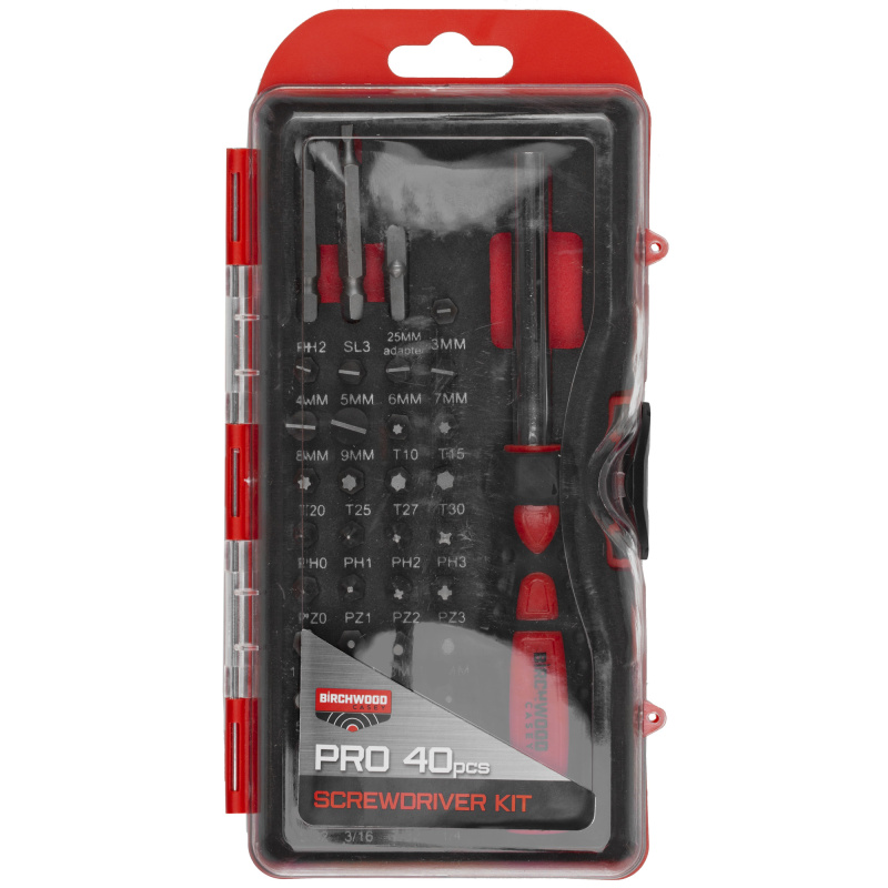 Deluxe Screwdriver Set, 40 Piece Kit, Red Handle BC-DLXSDS