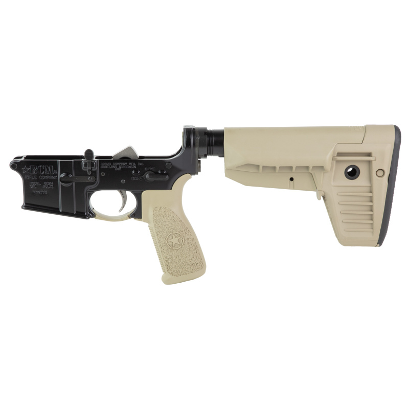 Bravo Company, Complete Lower Receiver, AR-15, Multi Caliber, Anodized Finish, Flat Dark Earth, BCM SOPMOD 1 Compartment, 7075 T6 Aluminum, Factory Cosmetic Blem BCMLRG-STK-MOD-1-SPMD-FDE-COSMO