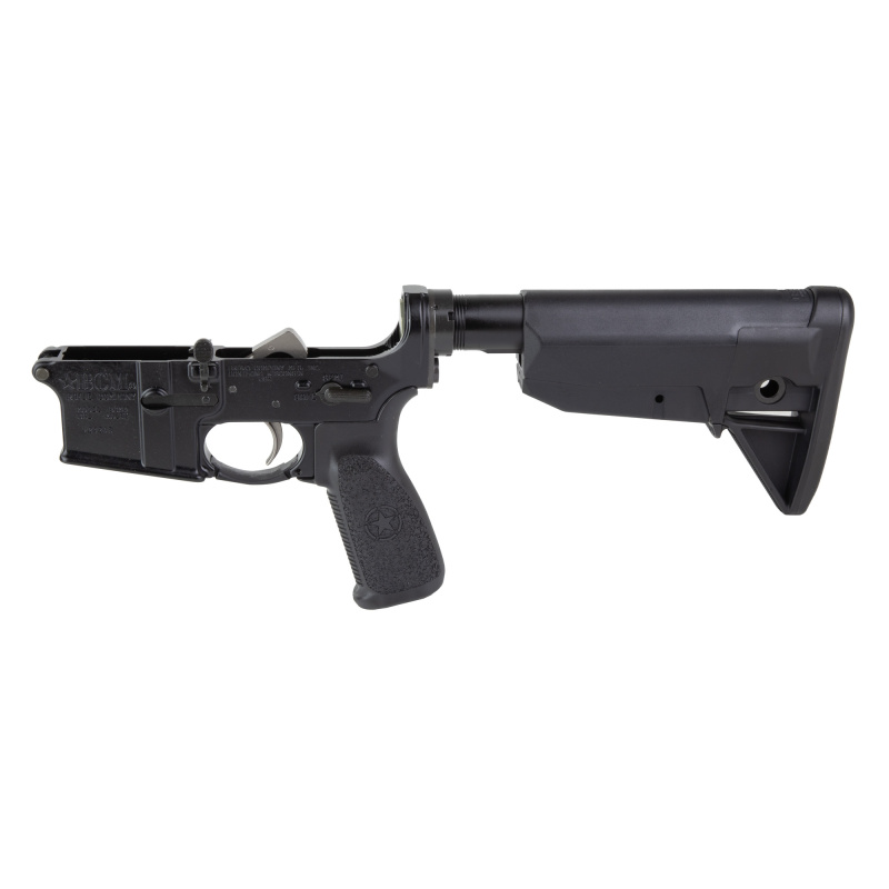 Bravo Company, Complete Lower Receiver, AR-15, Multi Caliber, Anodized Finish, Black, BCM Mod 0 Stock, 7075 T6 Aluminum, Factory Cosmetic Blem BCMLRG-STK-MOD-0-BLK-COSMO