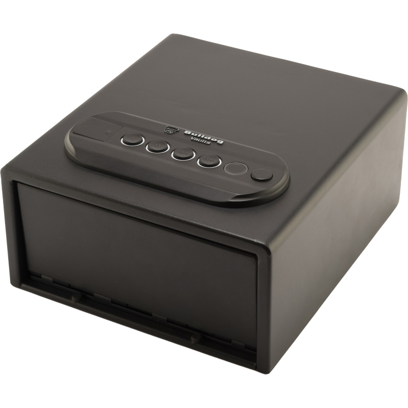 Single Pistol Vault, 11"x8"x5", Trio Lock-Key, LED Code and Biometric Fingerprint Reader, Standard Front Style Safe, Black, BD70TV