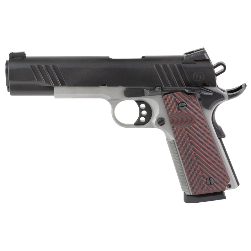 B1911, Rosewood, Single Action Only, Semi-automatic, Metal Frame Pistol, Full Size, 45ACP, 5" Barrel, Black Nitride Slide, Stainless Steel Frame, Tritium Front Night Sight, Ambidextrous Safety, Red VZ Grips, 8 Rounds, 1 Magazine B19117050BMBC