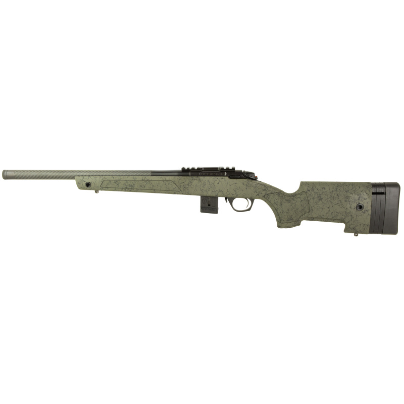 MR-X Competition, Bolt Action Rifle, 17 HMR, 20" Carbon Fiber Barrel, Matte Finish, Black, Green Stock, 10 Rounds, 1 Magazine BMR012