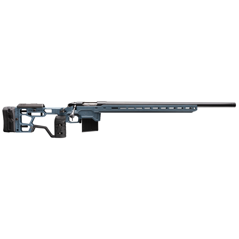 Premier Series, Competition Elite, Bolt Action Rifle, 6MM Dasher, 26" Barrel, Threaded 5/8x24, Matte Finish, Black, MDT ACC Elite Chassis, Blue Titanium, TriggerTech Diamond Trigger, 12 Rounds, 1 MDT AICS Magazine BPR35-6DSH