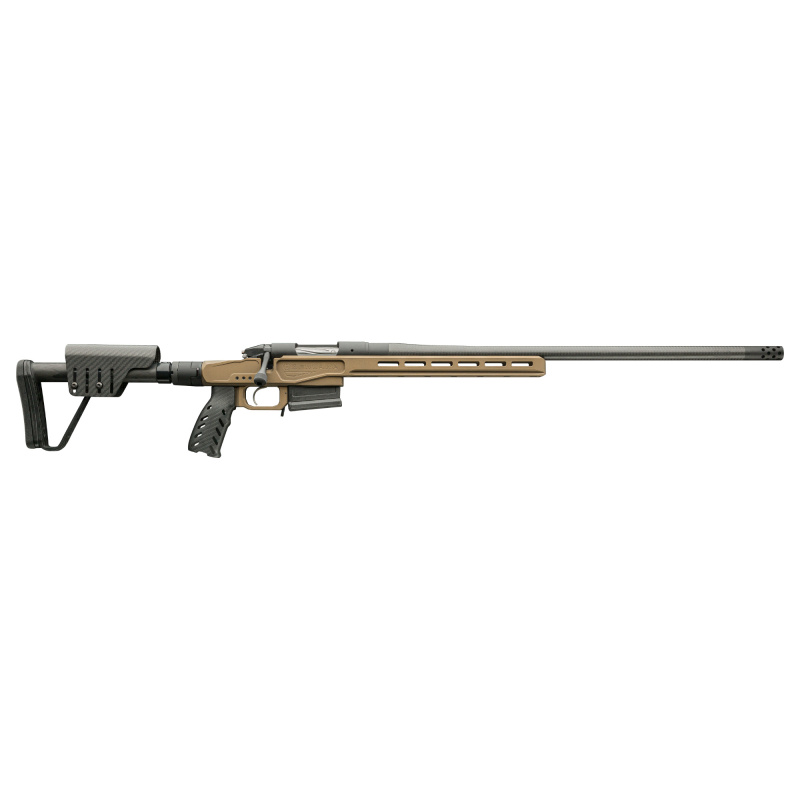 Premier Series MG Lite Rifle, Bolt Action Rifle, 6.5 Creedmoor, 22" Barrel - Carbon Fiber, Threaded 5/8-24, with Omni Muzzle Brake, Cerakote Finish, Black, Magnesium Chassis Stock w/ Folder, Fits Remington 700 Scope Base with 6X48 Screws, 5 Rounds, AICS