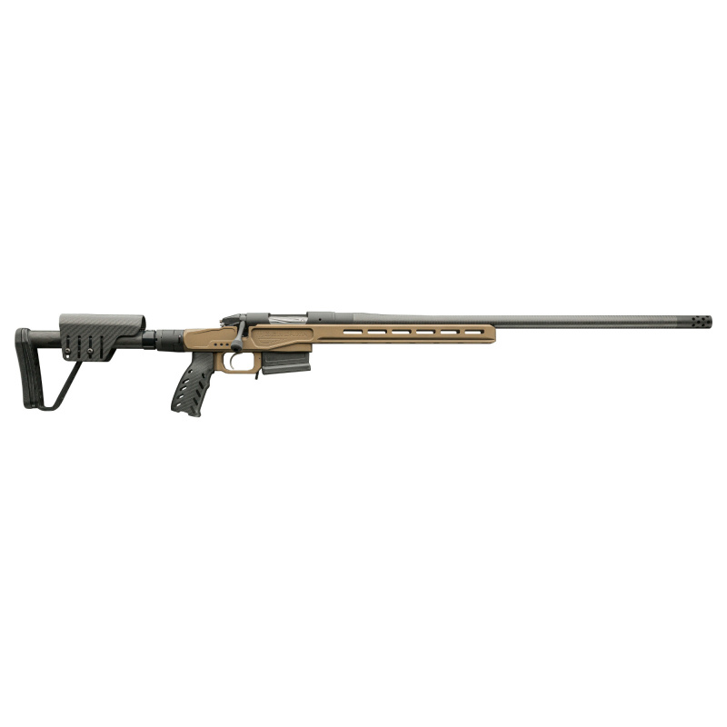Premier Series MG Micro Lite, Bolt Action Rifle, 7MM PRC, 24" Carbon Fiber Barrel, Threaded 5/8-24, Omni Muzzle Brake, Cerakote Finish, Burnt Bronze, Magnesium Chassis Stock w/ Folder, 5 Rounds, AICS Style Detachable Magazine, Right Hand BPR37-7PRC