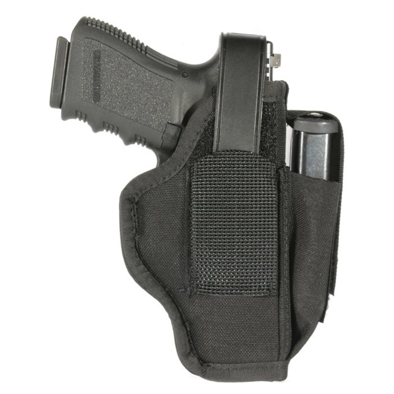 Nylon Ambidextrous Multi-Use Holster With Magazine Pouch for 3.75-4.5 Inch Barrel Large Autos Black