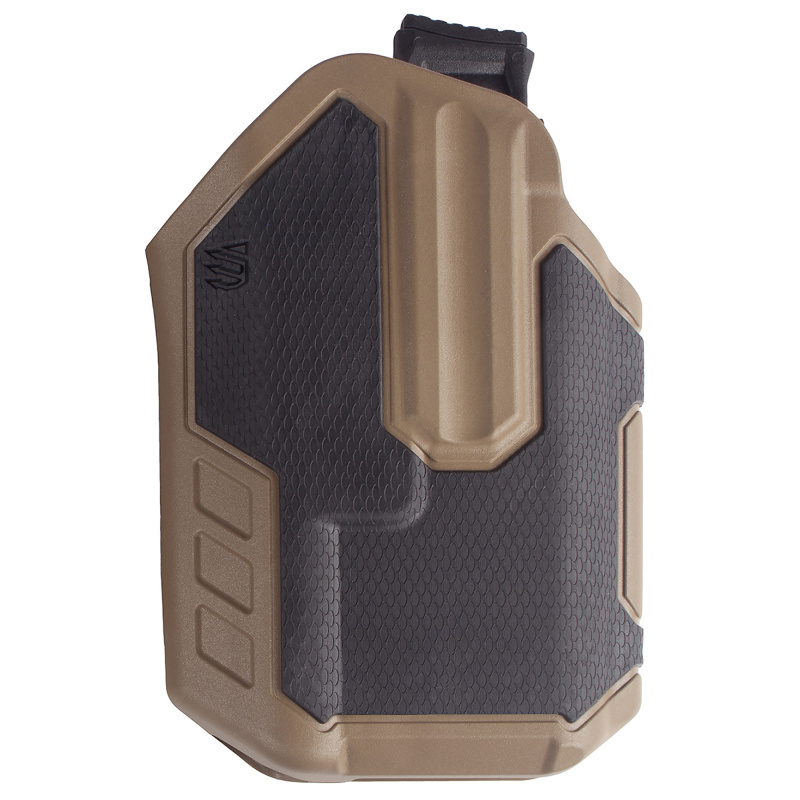 Omnivore Streamlight TLR Multi-Fit Holster, Streamlight TLR, Belt Holster, Left Hand, Black/Tan, Fits More Than 150 Styles of Semi-Automatic Handguns with Accessory Rail, Hard, Thumb Actived Active Retention Mechanism 419002BCL